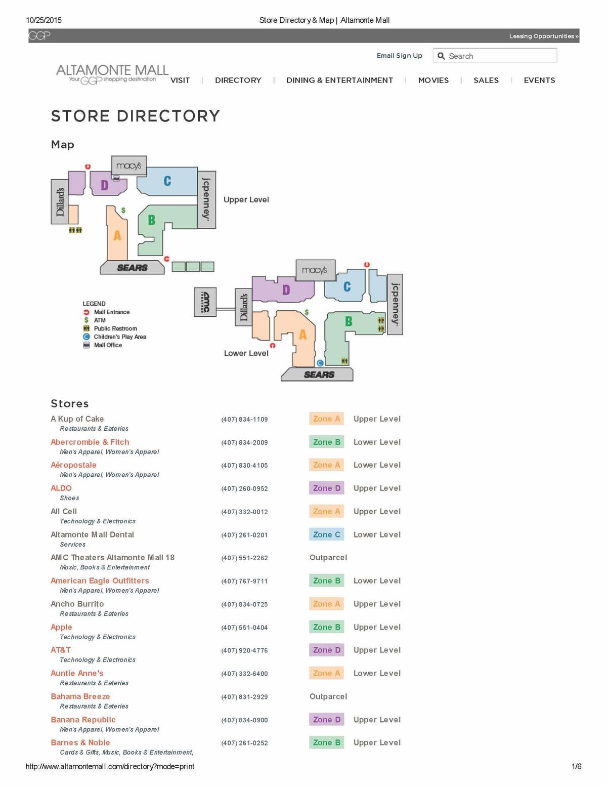 kartta Altamonte mall