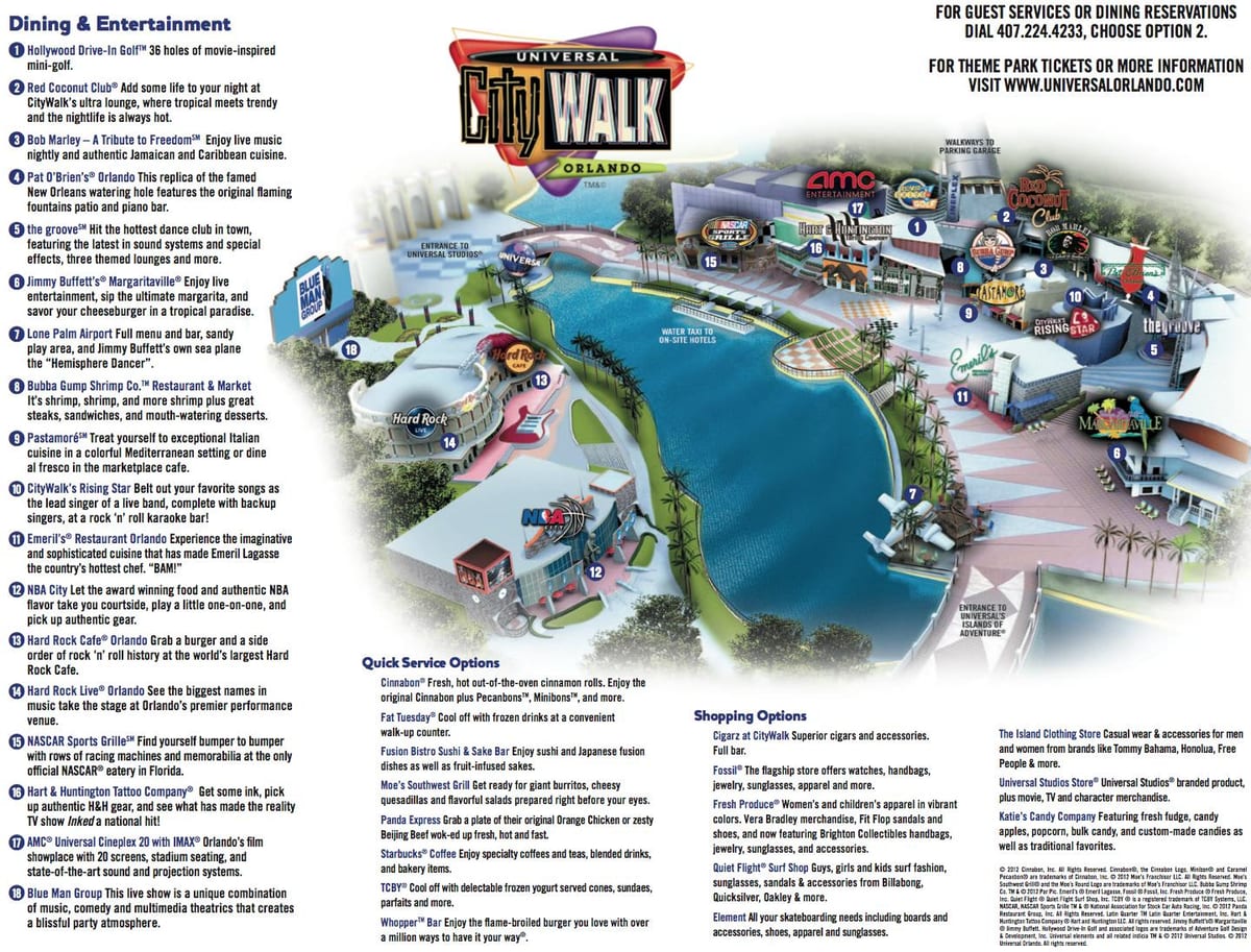 Universal Orlando citywalk kartta